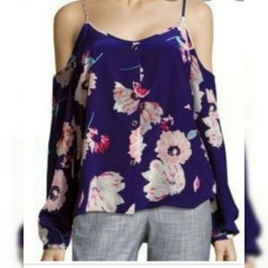 NWT Yumi Kim 100% Silk Cold Shoulder Blouse sz L